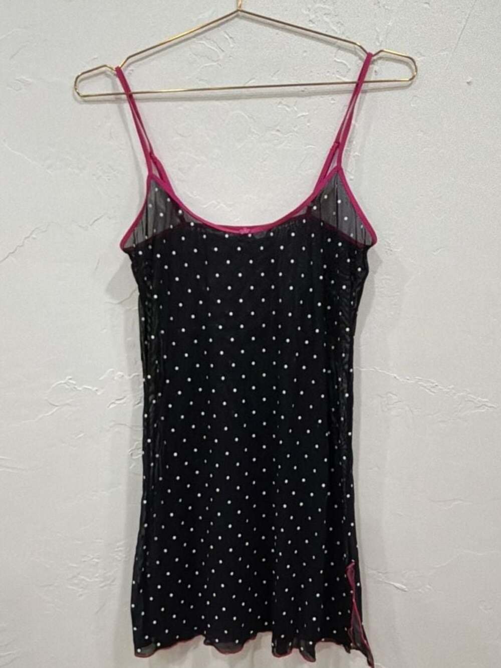 Hunkemöller Polka Dot Mesh Sleepwear Chemise Size L